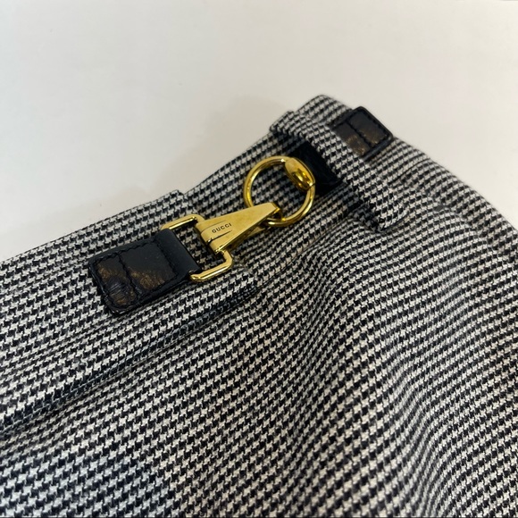 Gucci Vintage Houndstooth Print Tom Ford Era Pencil Skirt Horsebit Gold Buckle 4 - Picture 8 of 10